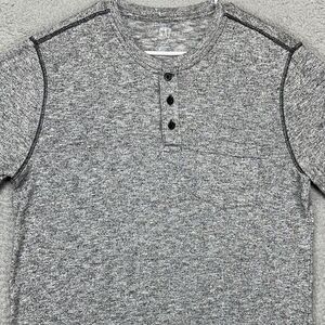 GAP Henley Sweater Adult‎ Large Grey Heather Pullover Knit Long Sleeve Mens NEW
